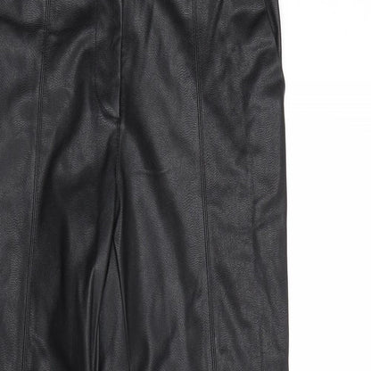 H&M Womens Black Polyurethane Trousers Size 8 Regular Zip