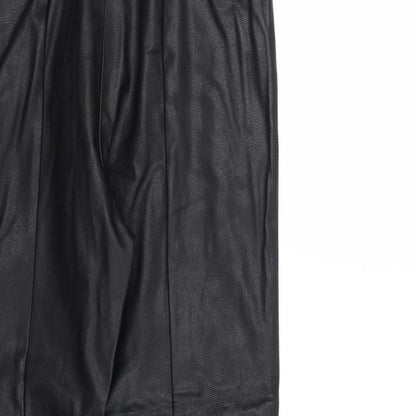 H&M Womens Black Polyurethane Trousers Size 8 Regular Zip