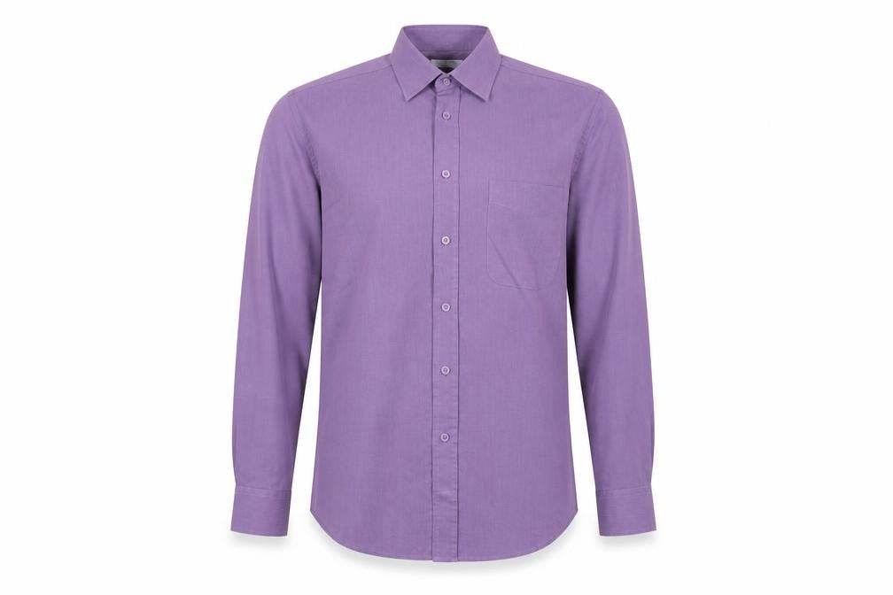 Simon Taylor Mens Purple Polyester Button-Up Size 15.5 Collared Button