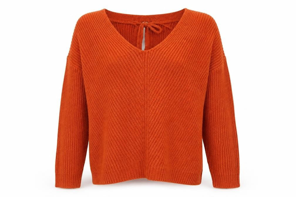 New Look Womens Orange V-Neck Aramid Pullover Jumper Size S