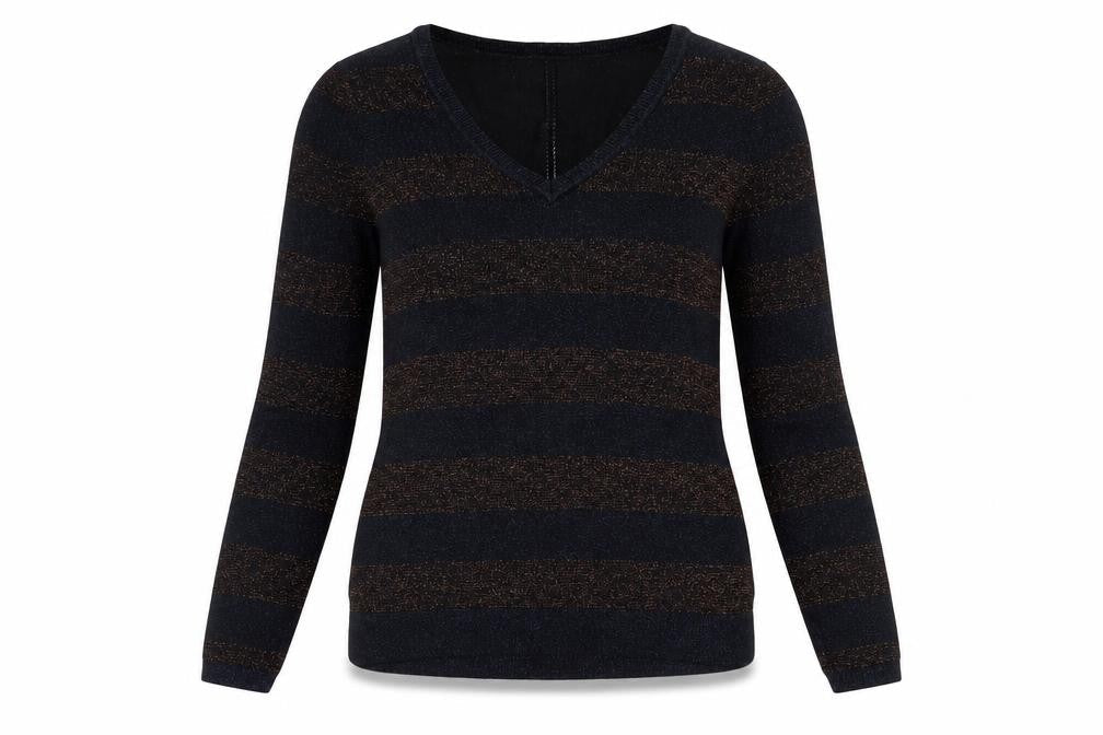 Nine Savannah Miller Womens Multicoloured V-Neck Striped Viscose Pullover Jumper Size 10