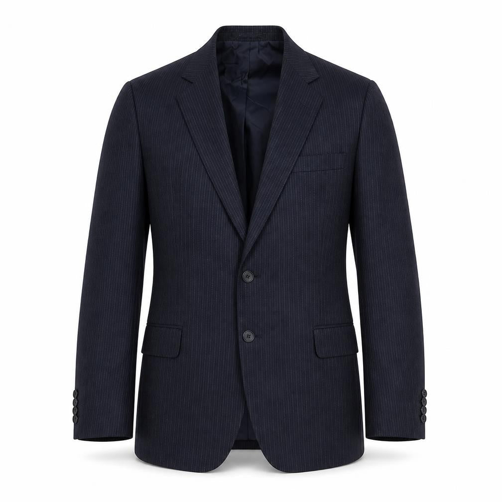 St Michael Mens Blue Striped Wool Jacket Suit Jacket Size 44 Regular