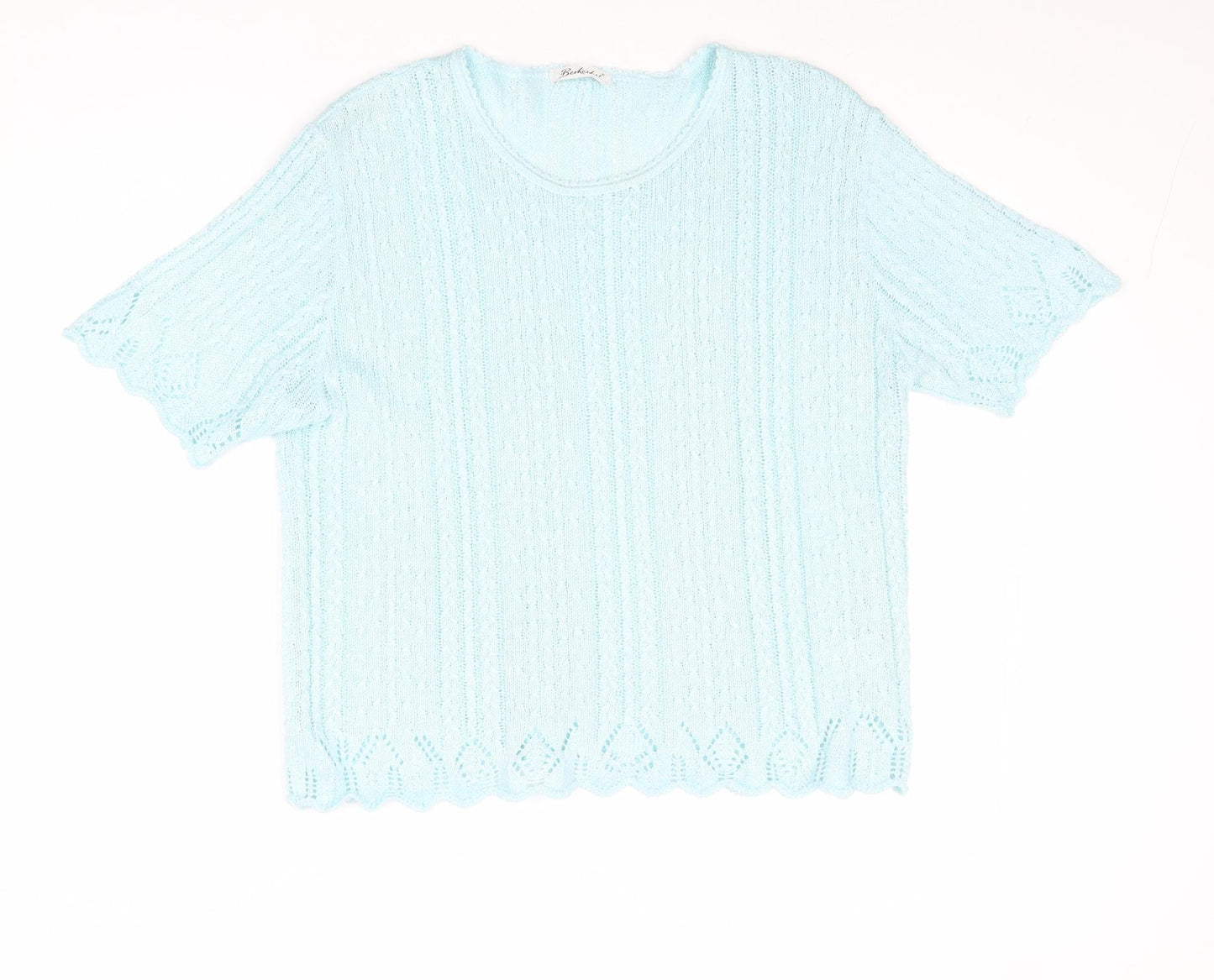 Berkertex Womens Blue Round Neck Acrylic Pullover Jumper Size 14 - Size 14-16