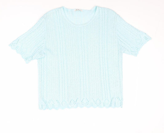 Berkertex Womens Blue Round Neck Acrylic Pullover Jumper Size 14 - Size 14-16