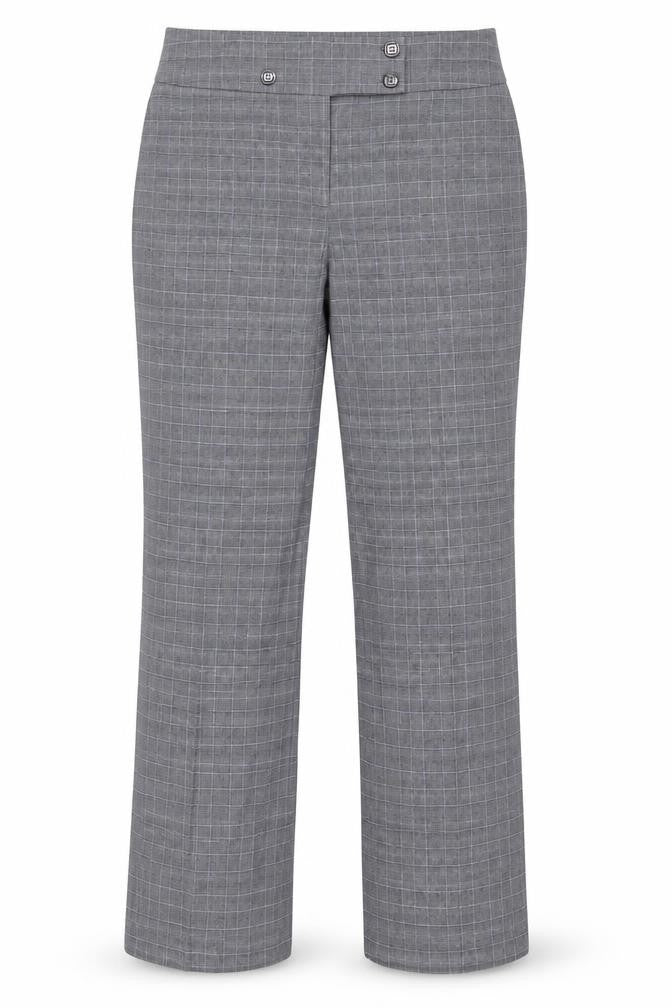 CC Womens Grey Plaid Polyester Trousers Size 14 Regular Zip