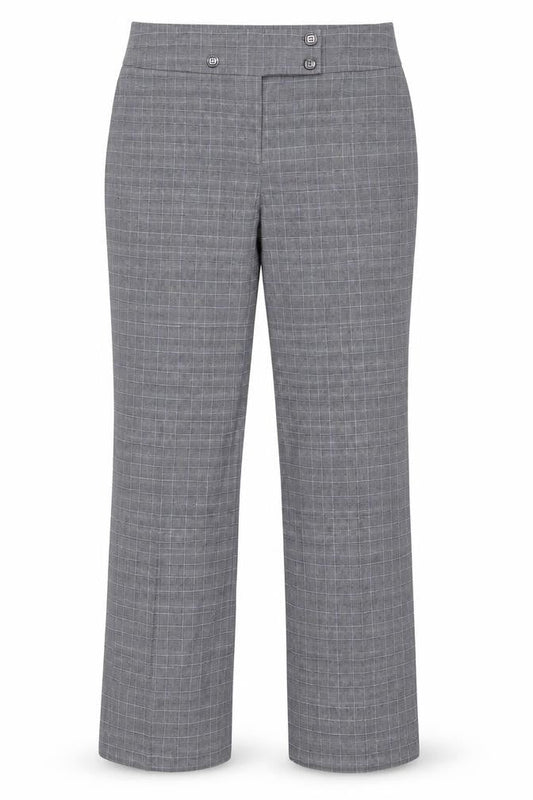 CC Womens Grey Plaid Polyester Trousers Size 14 Regular Zip