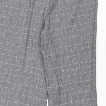 Country Casuals Womens Grey Plaid Polyester Trousers Size 14 Regular Zip