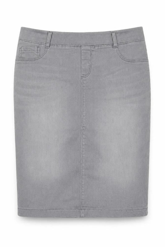 Dorothy Perkins Womens Grey Cotton Straight & Pencil Skirt Size 10