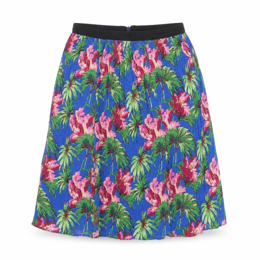 Topshop Womens Blue Floral Viscose Swing Skirt Size 10 Zip