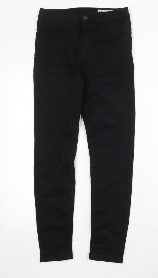 Marks and Spencer Womens Black Cotton Skinny Jeans Size 8 Regular Zip