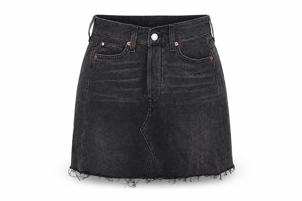 H&M Womens Black Cotton A-Line Skirt Size 6 Zip