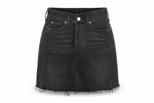 H&M Womens Black Cotton A-Line Skirt Size 6 Zip