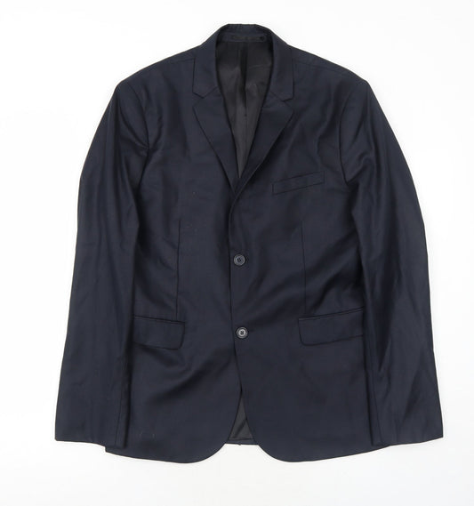 H&M Mens Blue Polyester Jacket Suit Jacket Size 42 Regular