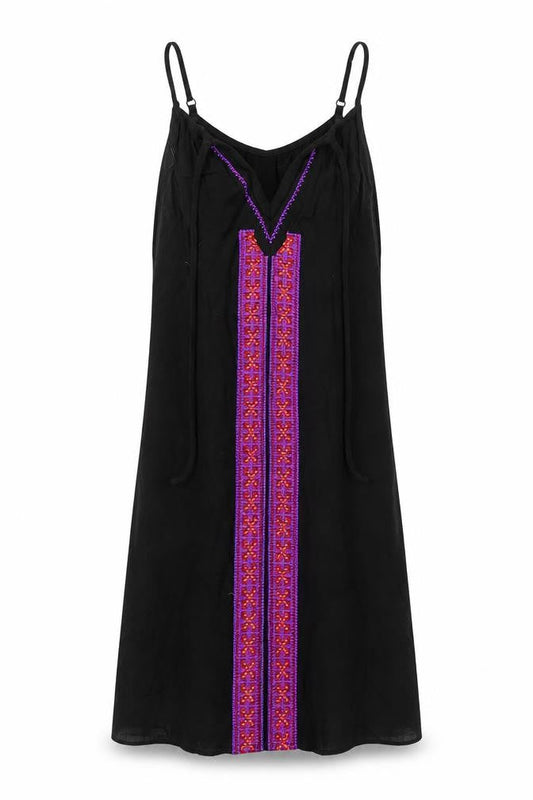 Kiss the Sky Womens Black Geometric Polyester Tank Dress Size XS V-Neck Pullover