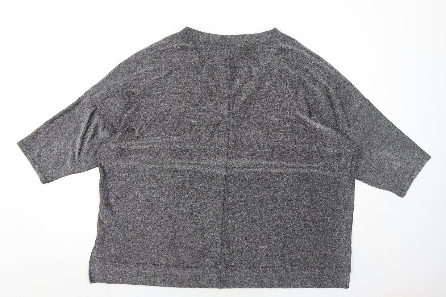 Marks and Spencer Womens Silver Polyamide Basic T-Shirt Size 20 V-Neck