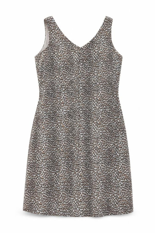 Annabelle London Womens Blue Animal Print Viscose A-Line Size 14 V-Neck Zip - Leopard Pattern