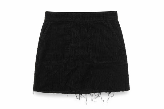 Marks & Spencer Womens Black Cotton Mini Skirt Size 8 Zip