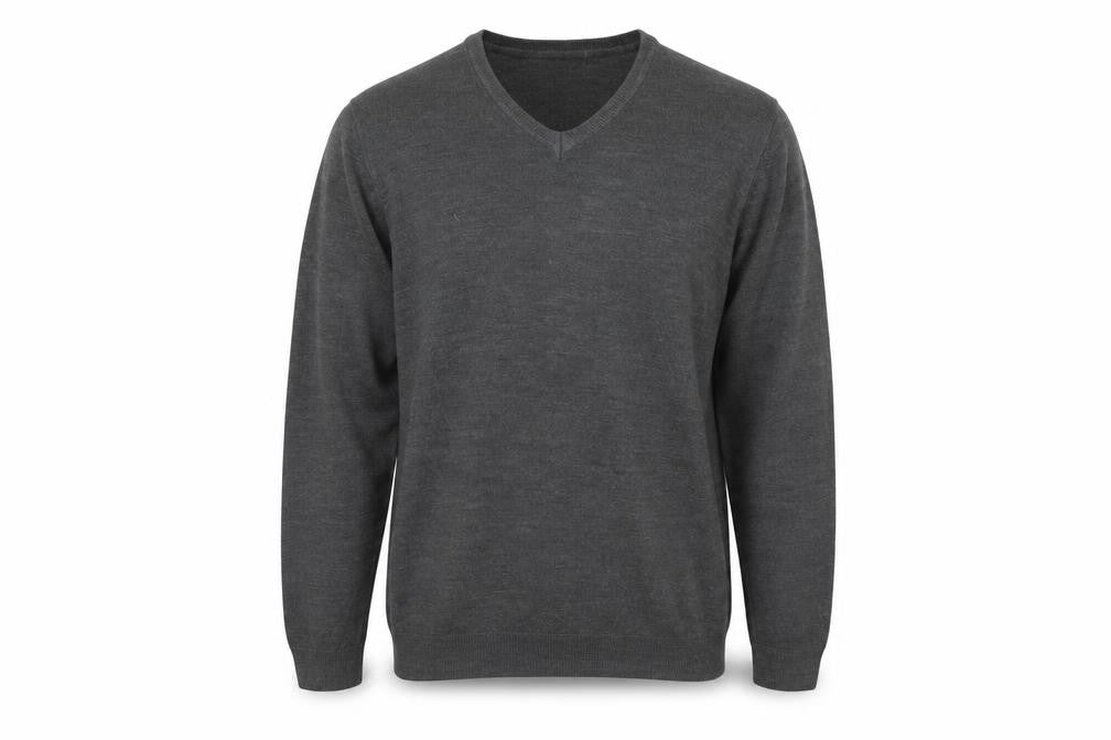 Marks & Spencer Mens Grey V-Neck Acrylic Pullover Jumper Size L Long Sleeve