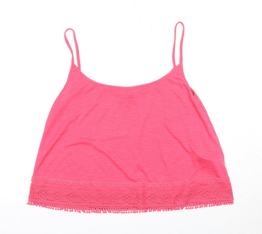 NEXT Womens Pink Cotton Basic Tank Size 14 Round Neck