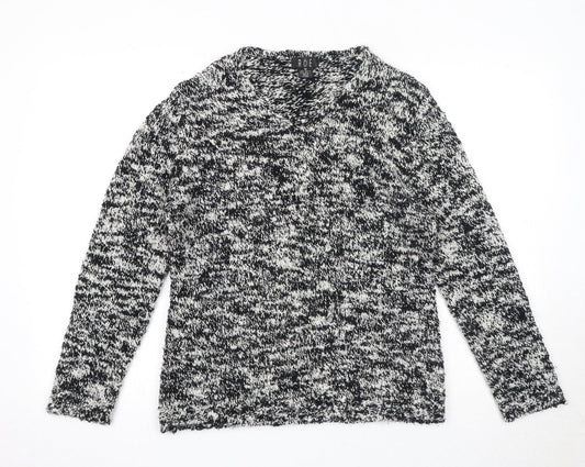 Roe Womens Black V-Neck Acrylic Pullover Jumper Size M