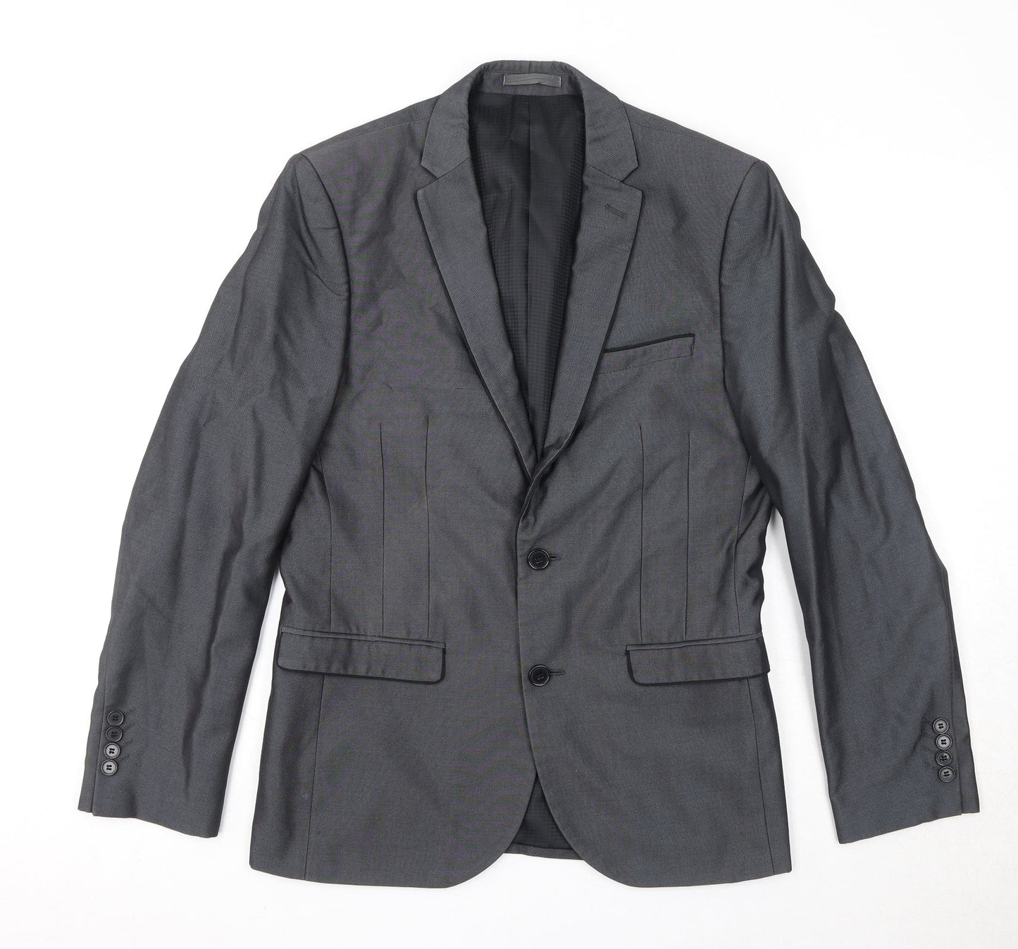 OneSixFive Mens Grey Polyester Jacket Suit Jacket Size 38 Regular
