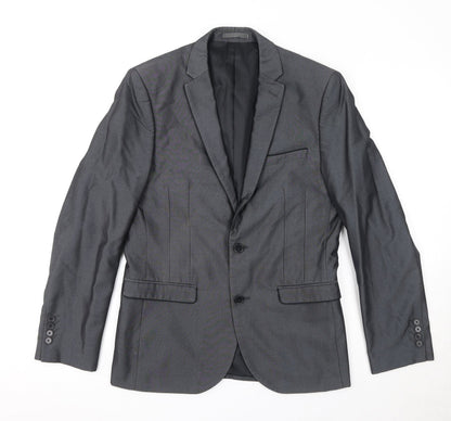 ONESIX5IVE Mens Grey Polyester Jacket Suit Jacket Size 38 Regular