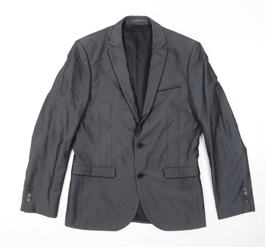 OneSixFive Mens Grey Polyester Jacket Suit Jacket Size 38 Regular