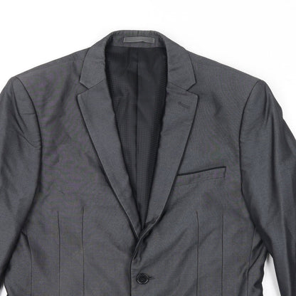 ONESIX5IVE Mens Grey Polyester Jacket Suit Jacket Size 38 Regular