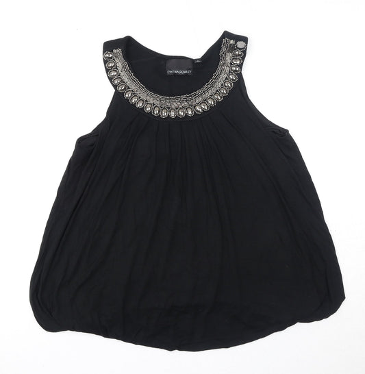 Cynthia Rowley Womens Black Viscose Basic Blouse Size 12 Scoop Neck