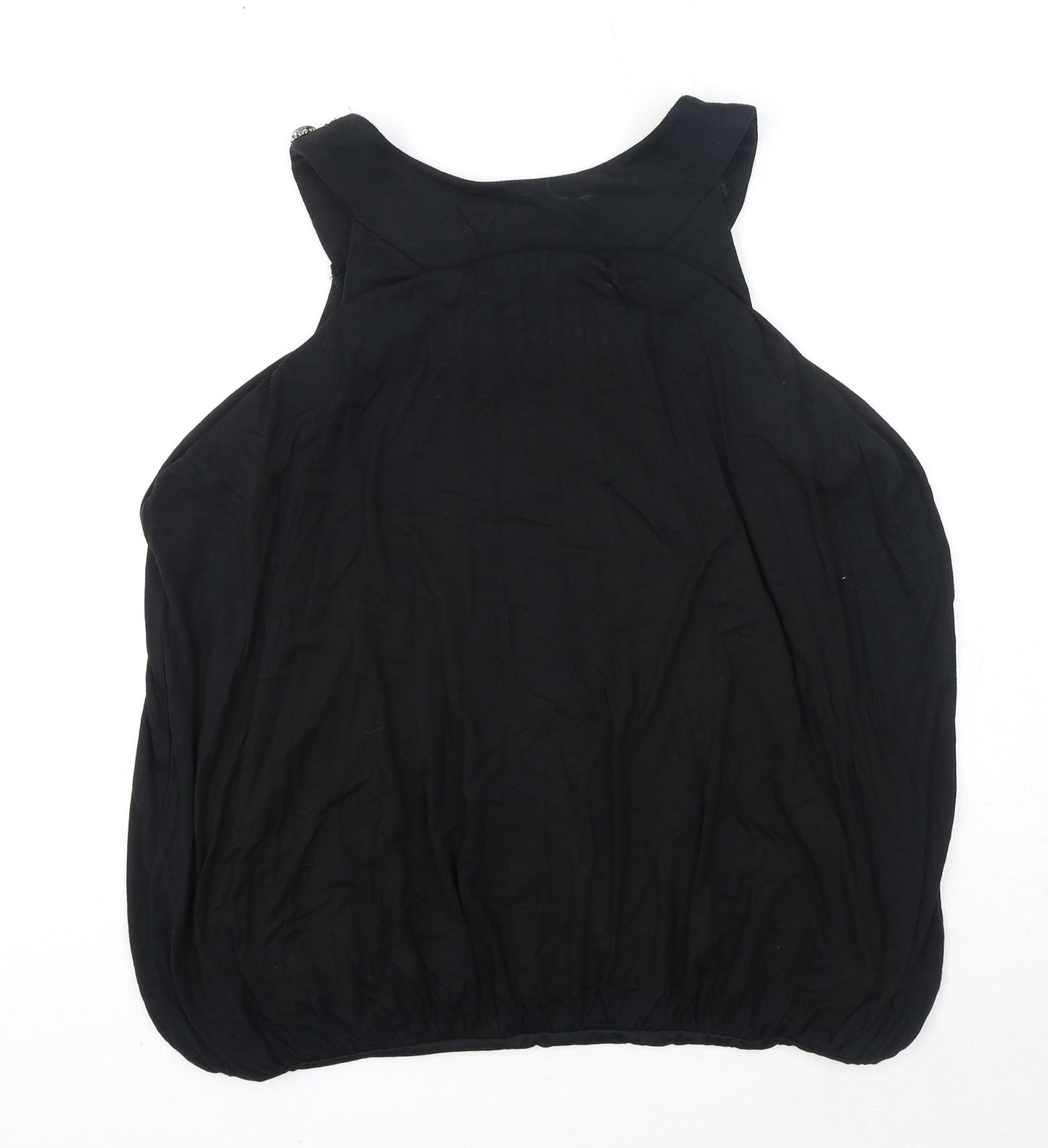 Cynthia Rowley Womens Black Viscose Basic Blouse Size 12 Scoop Neck