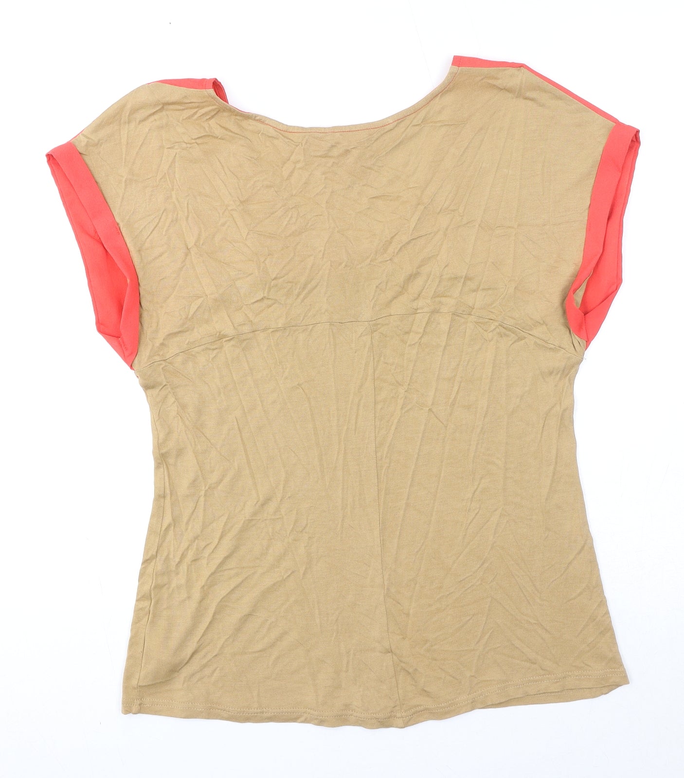 NEXT Womens Brown Viscose Basic T-Shirt Size 12 V-Neck