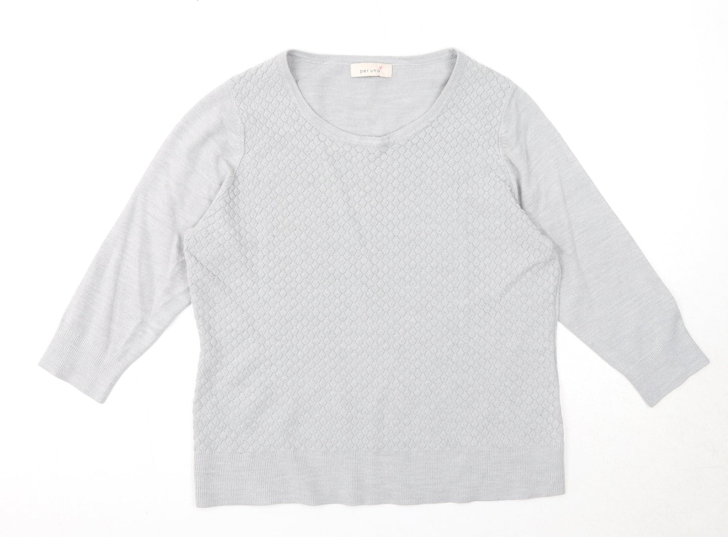 Marks and Spencer Womens Grey Round Neck Acrylic Pullover Jumper Size 16