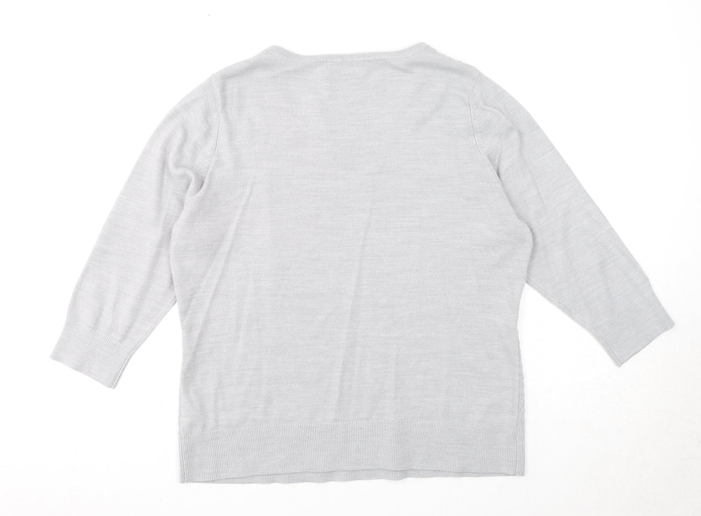 Marks and Spencer Womens Grey Round Neck Acrylic Pullover Jumper Size 16