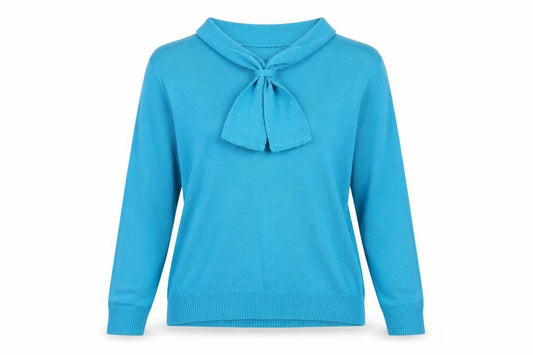 EWM Womens Blue V-Neck Acrylic Pullover Jumper Size 14 - Size 14-16