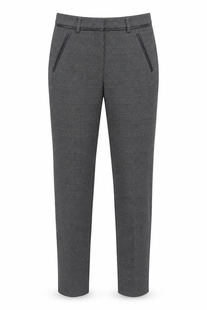 Dorothy Perkins Womens Black Check Viscose Trousers Size 8 Regular Zip