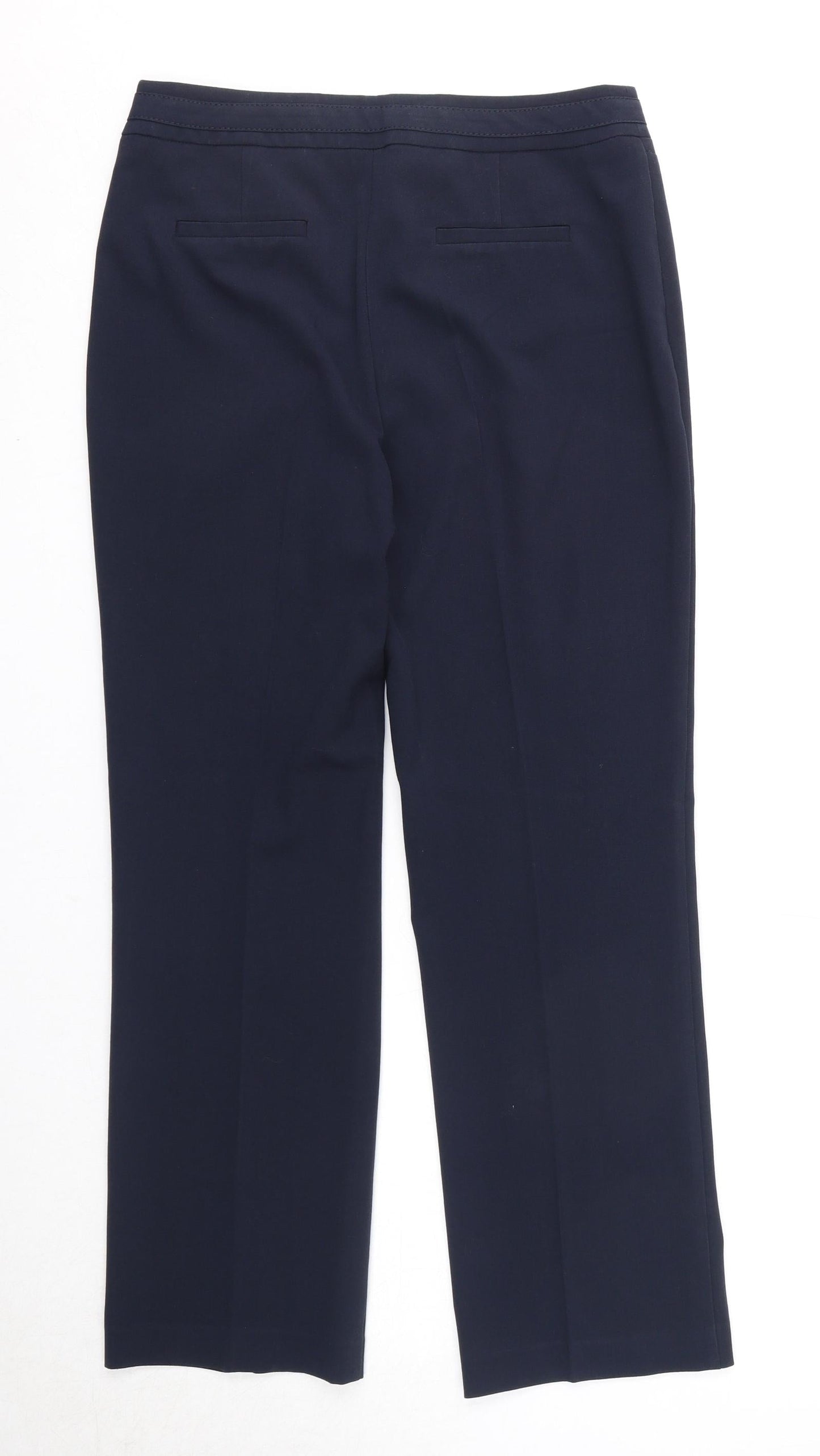 M&Co Womens Blue Polyester Trousers Size 10 Regular Zip