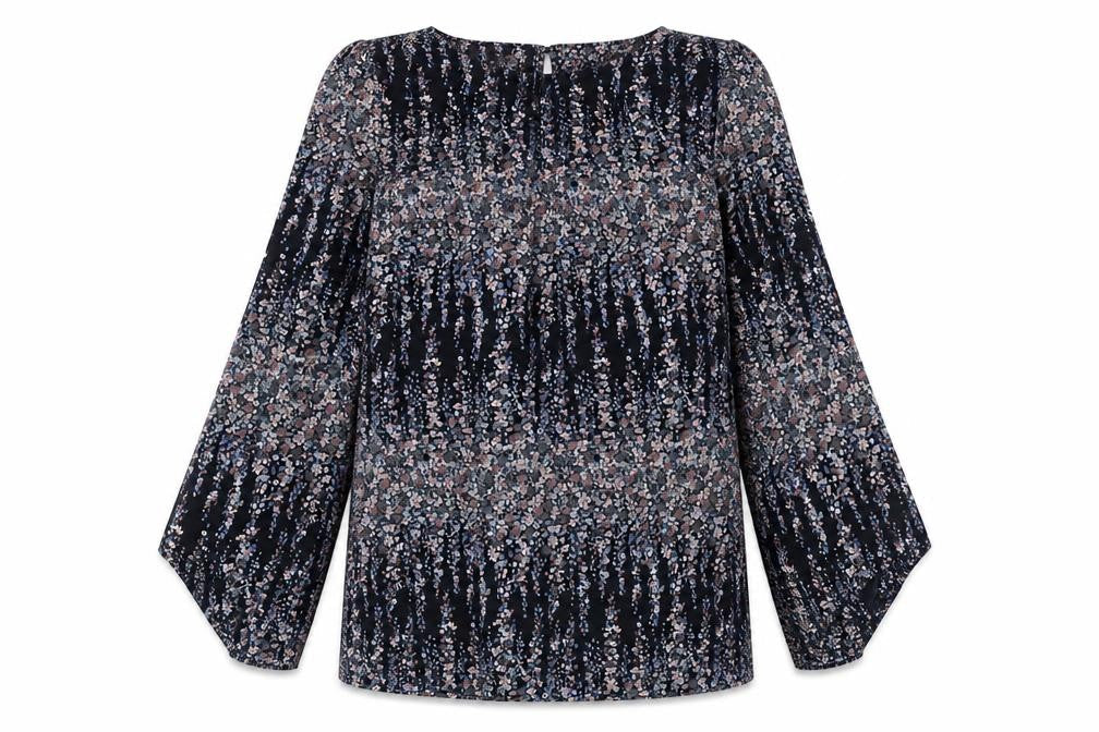 Topshop Womens Black Geometric Polyester Mini Size 10 Round Neck Button