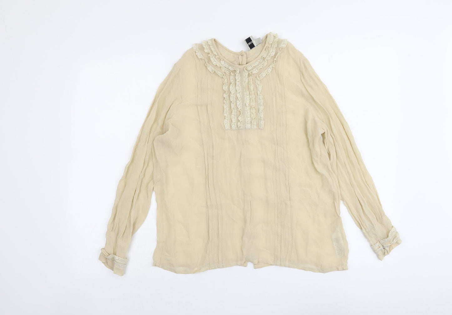 ASOS Womens Beige Viscose Basic Blouse Size 8 Round Neck