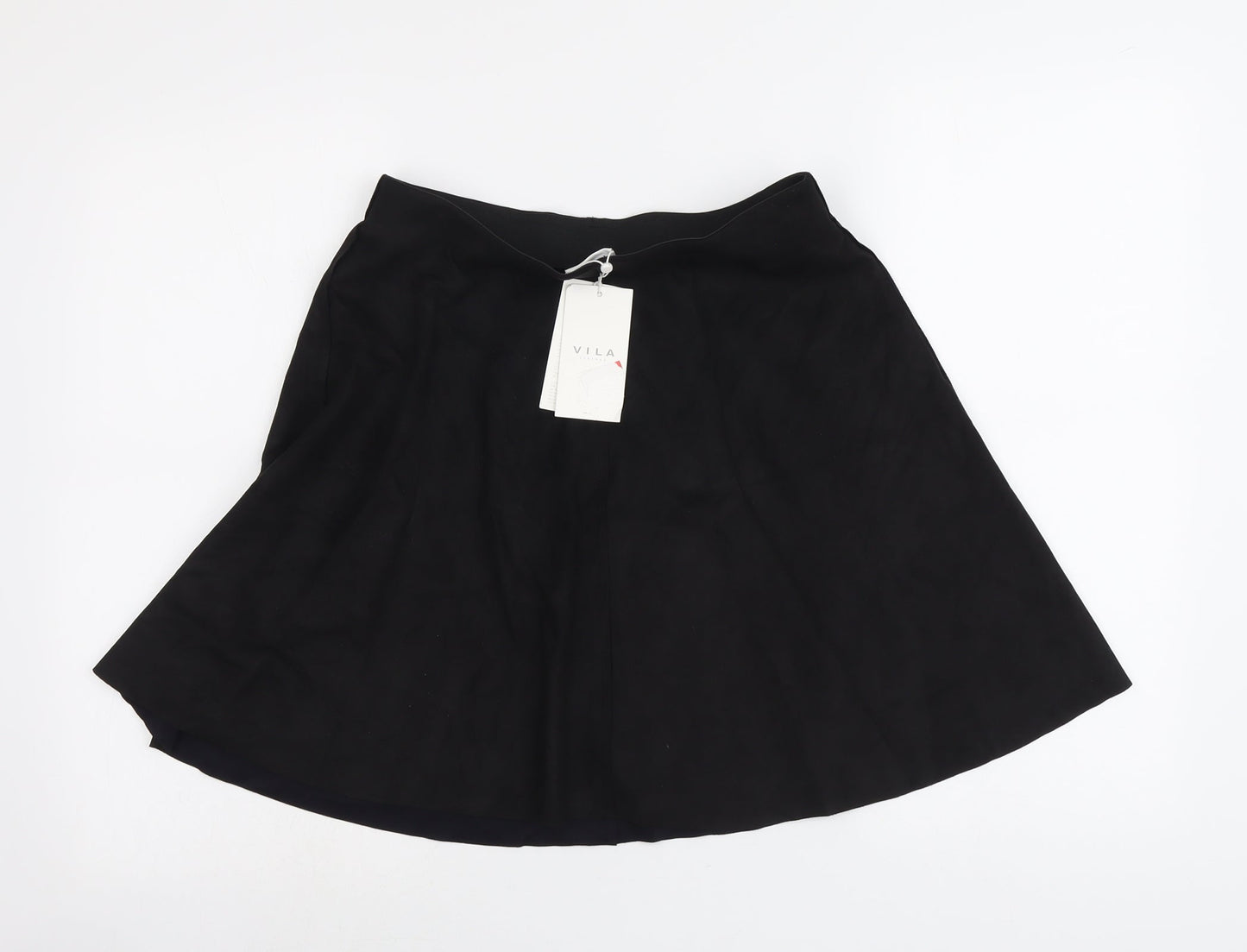 VILA Womens Black Polyester Swing Skirt Size S