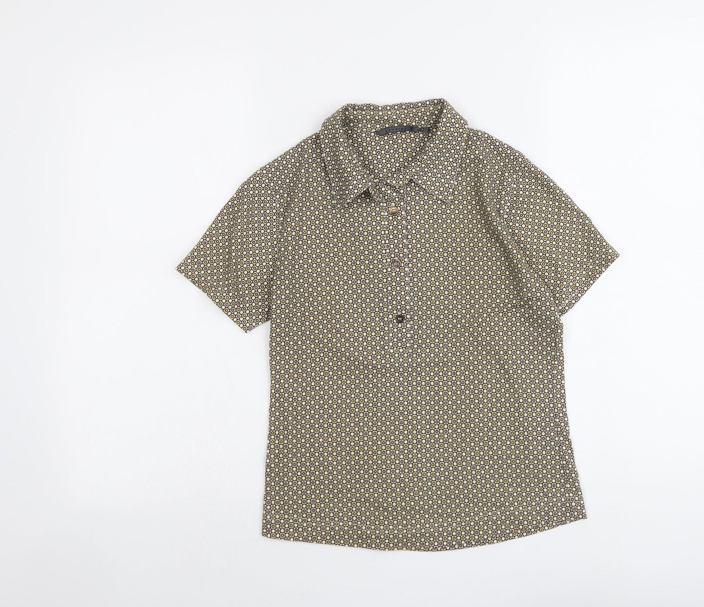 Xandres Womens Beige Geometric Polyester Basic Polo Size 8 Collared