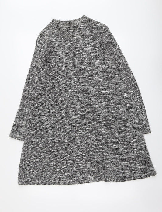 River Island Womens Grey Polyester Jumper Dress Size 8 Round Neck Pullover