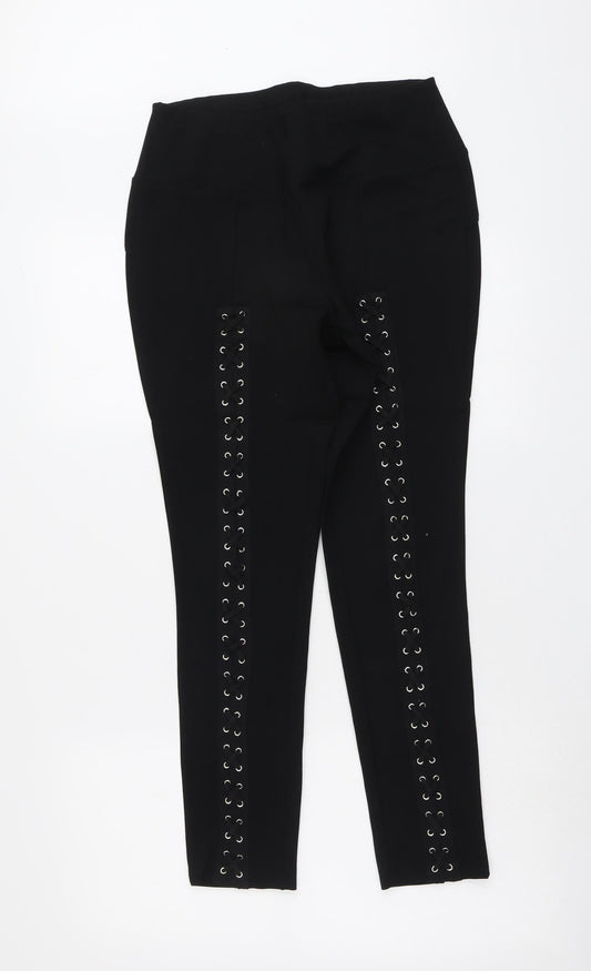 Harmony Womens Black Viscose Trousers Size L L27 in Regular