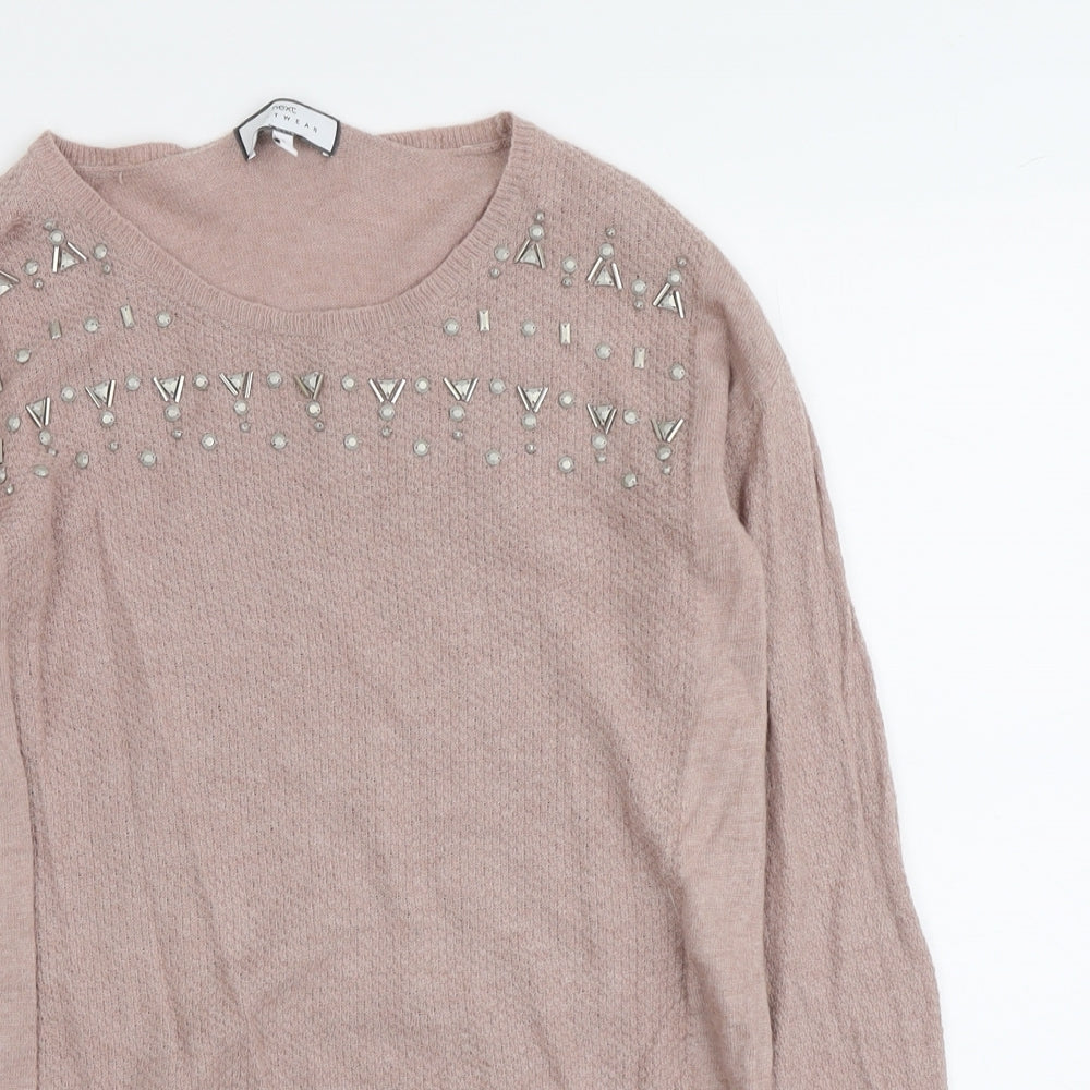 NEXT Womens Pink Round Neck Nylon Pullover Jumper Size 6