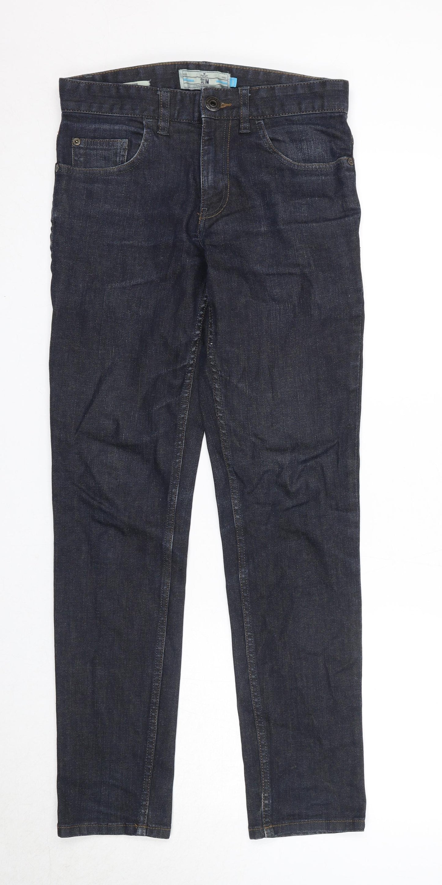 NEXT Mens Blue Cotton Straight Jeans Size 28 in Slim Zip