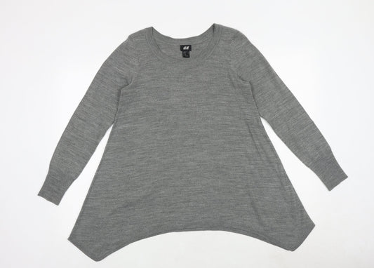 H&M Womens Grey Round Neck Acrylic Pullover Jumper Size XS