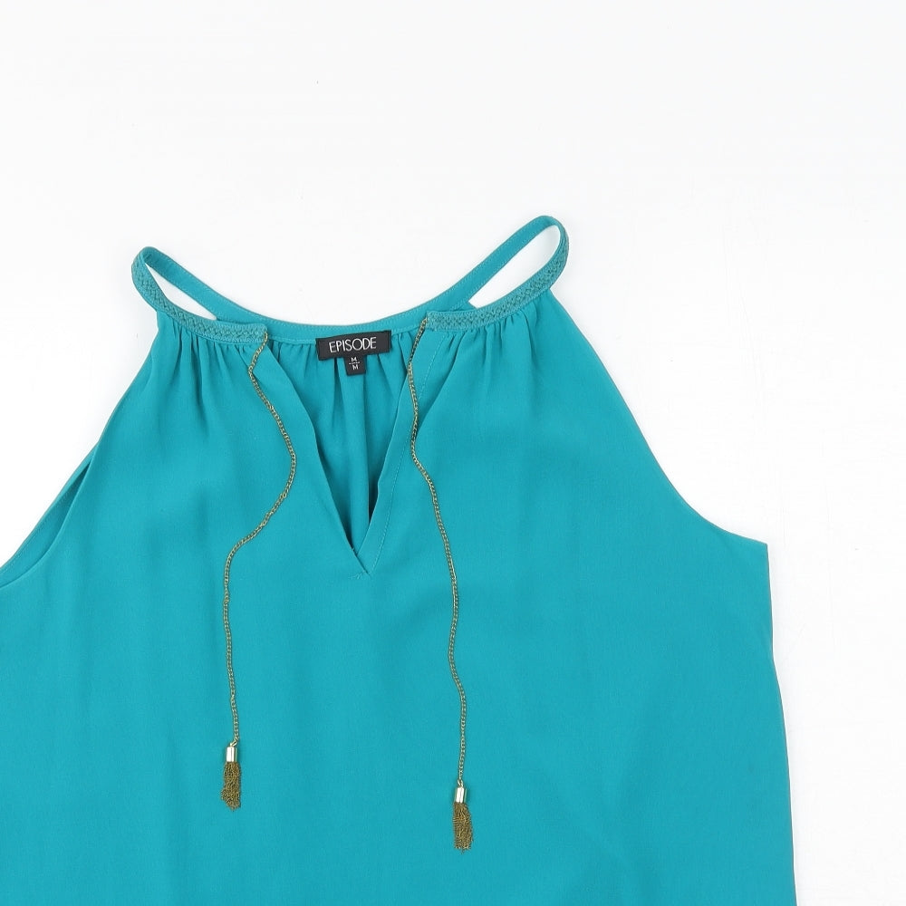 Episode Womens Green Polyester Basic Tank Size M Round Neck