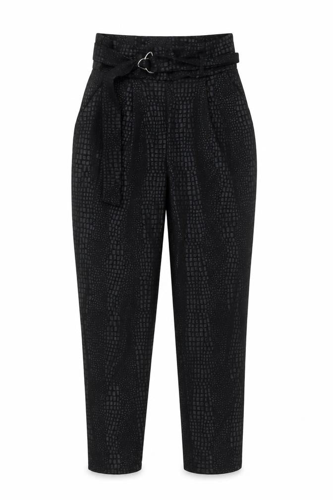 PRETTYLITTLETHING Womens Black Animal Print Polyester Trousers Size 8 Regular - Snakeskin Pattern