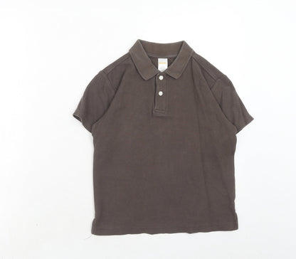 Gymboree Boys Brown Cotton Basic Polo Size 7 Years Collared Button