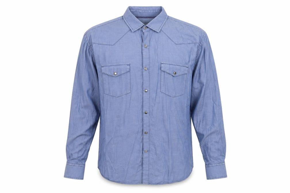James Campbell Mens Blue Cotton Button-Up Size L Collared Button