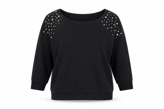 New Look Womens Black Cotton Pullover Sweatshirt Size 10 Pullover